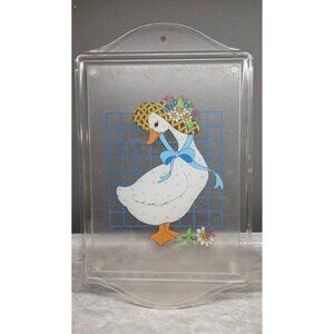 Vintage Country Goose Plastic Cutting Board Blue Ribbon Kitchen Cottagecore